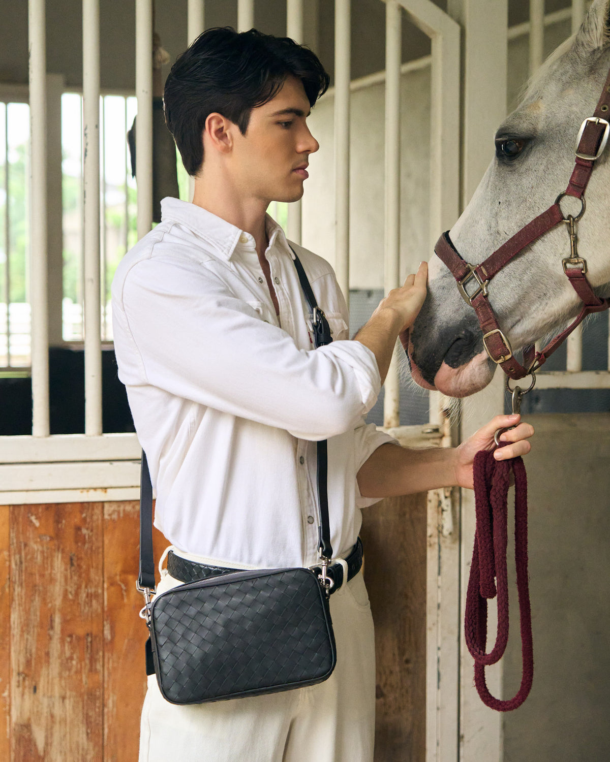 Saxon Day-Trip Small Crossbody Bag – Woven Cowhide