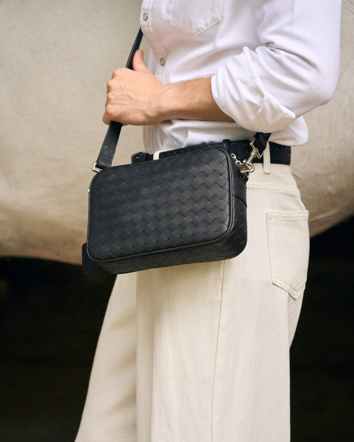 Saxon Day-Trip Small Crossbody Bag – Woven Cowhide