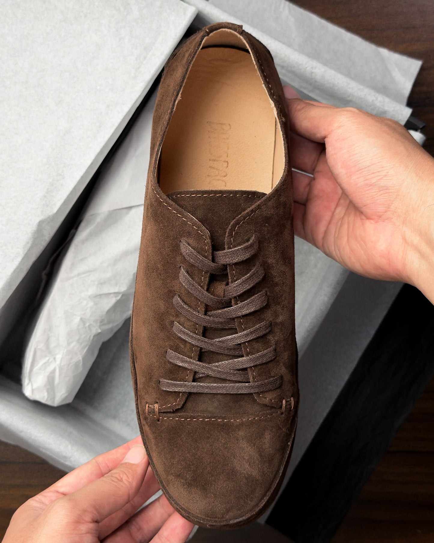 รองเท้าหนังกลับแท้ผู้ชาย Piero Tabacco Suede สีน้ำตาลเข้ม Bagspace