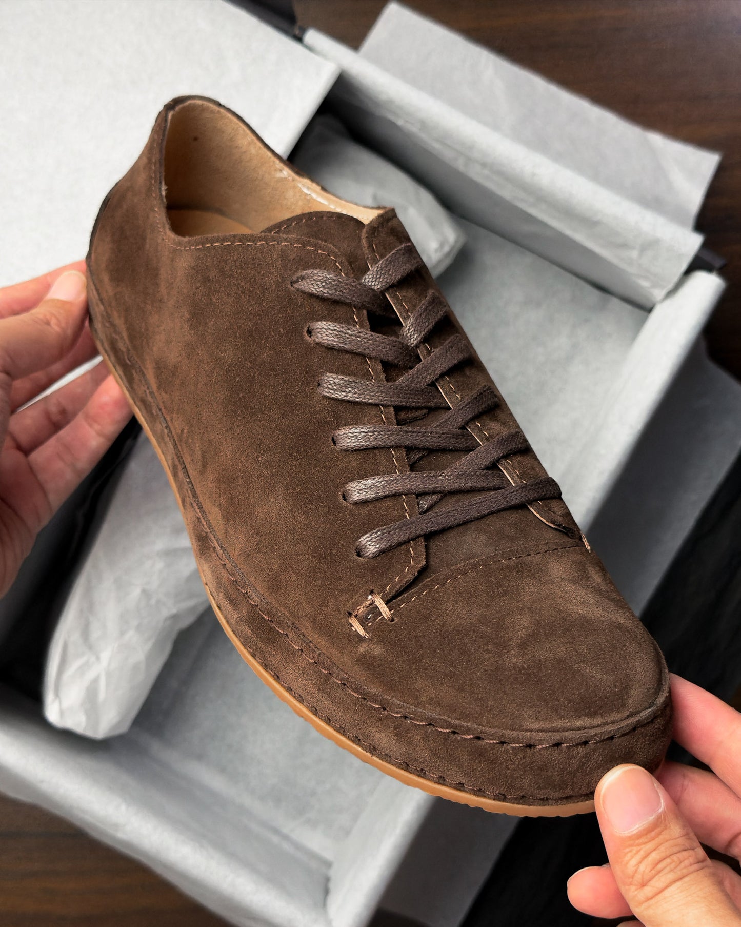 รองเท้าหนังกลับแท้ผู้ชาย Piero Tabacco Suede สีน้ำตาลเข้ม Bagspace