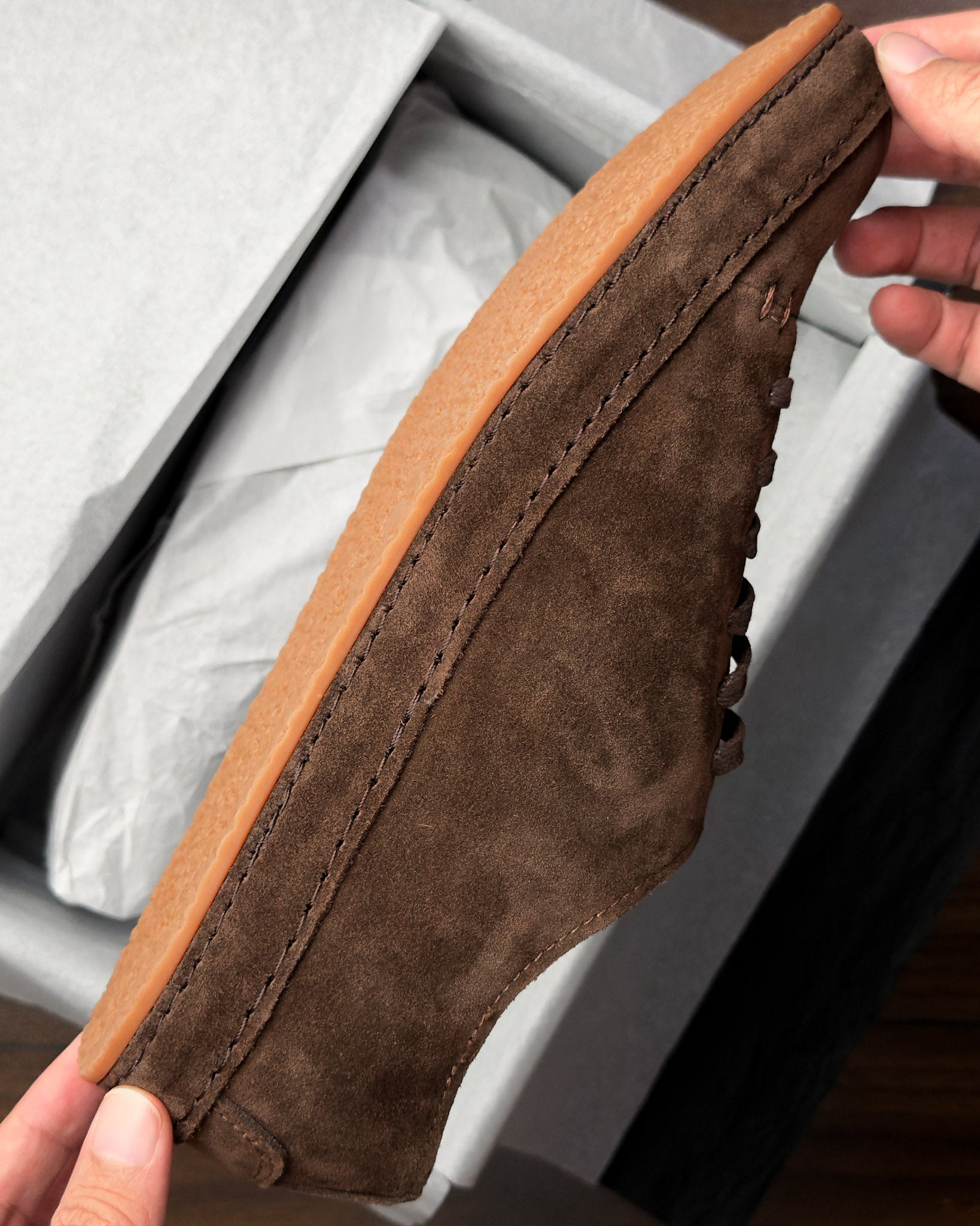 รองเท้าหนังกลับแท้ผู้ชาย Piero Tabacco Suede สีน้ำตาลเข้ม Bagspace