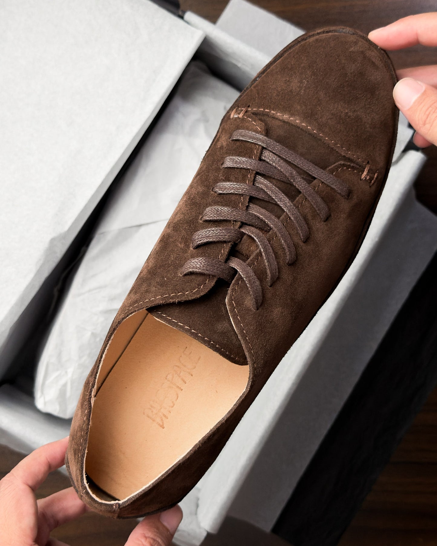 รองเท้าหนังกลับแท้ผู้ชาย Piero Tabacco Suede สีน้ำตาลเข้ม Bagspace