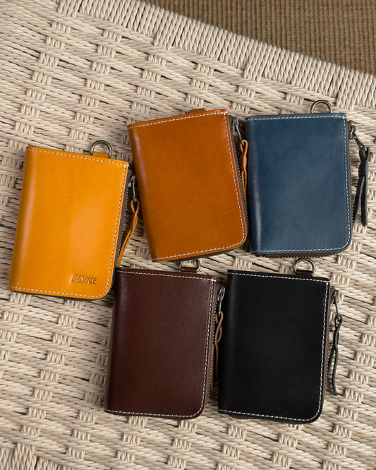 กระเป๋าสตางค์สั้นซิป หนังฟอกฝาดแท้ สี Classic Brown ของขวัญองค์กรปั๊มโลโก้ได้ Bagspace