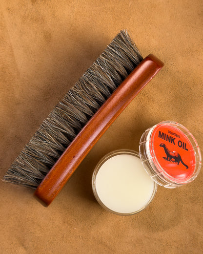 ชุดดูแลเครื่องหนังครบชุด Saddle Soap Mink Oil และเซตแปรงขนม้า Bagspace