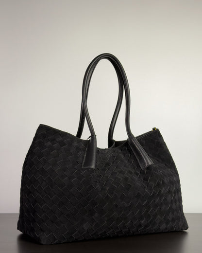 Siena กระเป๋า Tote หนังกลับแท้ ไซส์ L สี Obsidian Black Bagspace