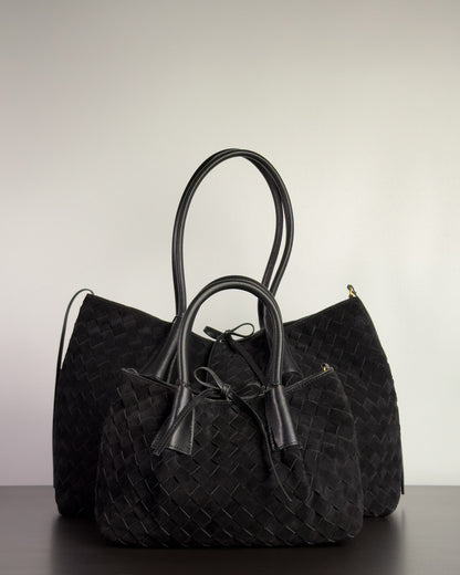 Siena กระเป๋า Tote หนังกลับแท้ ไซส์ L สี Obsidian Black Bagspace