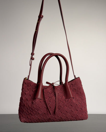 Siena กระเป๋า Tote หนังกลับแท้ ไซส์ S สี Burgundy Bagspace