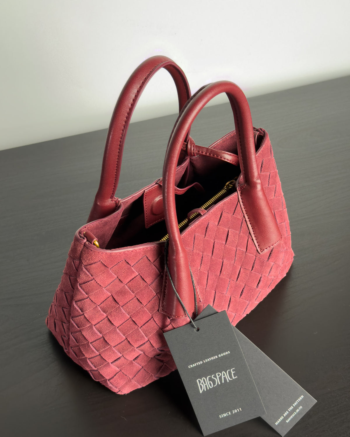 Siena กระเป๋า Tote หนังกลับแท้ ไซส์ S สี Burgundy Bagspace
