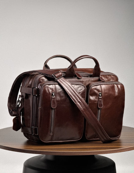 Nomad 3-Way Bag (BL32) - กระเป๋าทำงานหนังแท้ ปรับถือได้ 3 แบบ (เป้/สะพาย/ถือ) รุ่นหนังออยล์เงา Semi-aniline