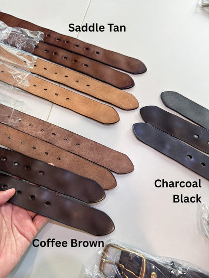 Rove Leather Belt เข็มขัดหนังแท้ (แถมที่เจาะรู/ตัดสายได้)