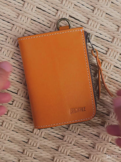 กระเป๋าสตางค์สั้น ซิป Mini หนังฟอกฝาดแท้ - Small Zip Wallet