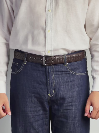 Saxon Leather Belt เข็มขัดสานหนังแท้